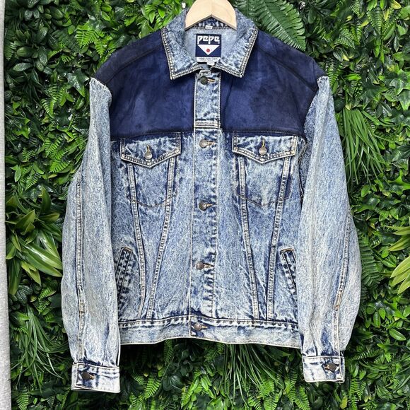 VTG PEPE JEANS LONDON Jacket Men L Blue Acid Wash Denim Trucker Hong Kong 2172 - Picture 2 of 16